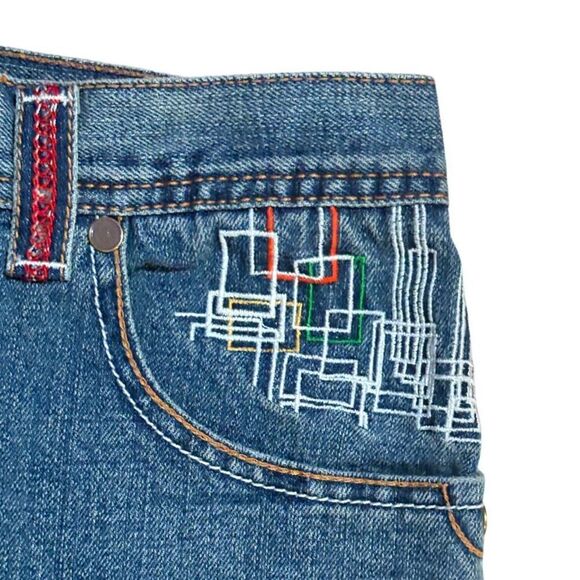 Vintage Coogi Y2K Wide Leg Embroidered Pocket Denim Blue Jeans size 20 - Picture 6 of 14